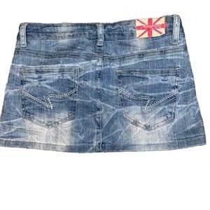 Size 26 Small light blue jean Machine Jeans Denim sexy low rise Mini Skirt